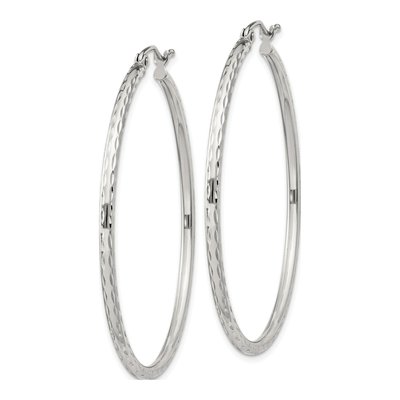 Sterling Silver 47mm Diamond-Cut Hoop Earrings – view 3