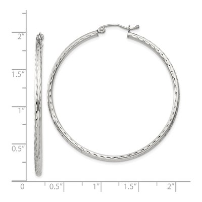 Sterling Silver 47mm Diamond-Cut Hoop Earrings – view 5