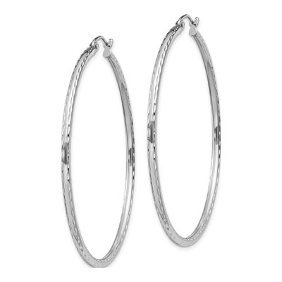 Sterling Silver 52mm Diamond-Cut Hoop Earrings – view 3