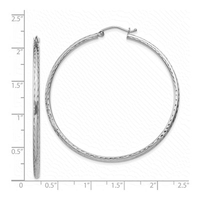 Sterling Silver 52mm Diamond-Cut Hoop Earrings – view 5