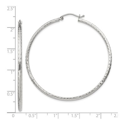 Sterling Silver 52mm Diamond-Cut Hoop Earrings – view 5