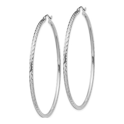 Sterling Silver 57mm Diamond-Cut Hoop Earrings – view 3