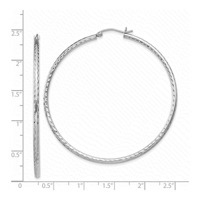 Sterling Silver 57mm Diamond-Cut Hoop Earrings – view 5