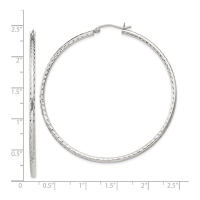 Sterling Silver 57mm Diamond-Cut Hoop Earrings – view 5