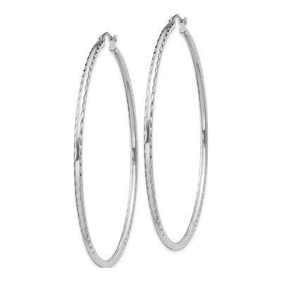 Sterling Silver 62mm Diamond-Cut Hoop Earrings – view 3