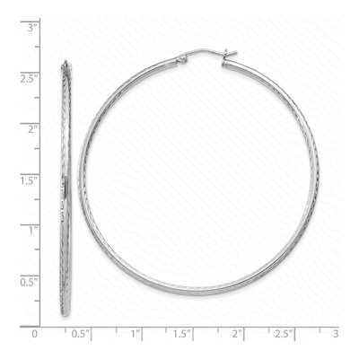 Sterling Silver 62mm Diamond-Cut Hoop Earrings – view 5