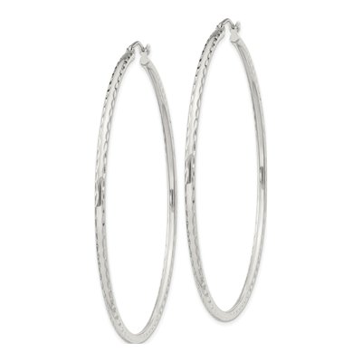 Sterling Silver 62mm Diamond-Cut Hoop Earrings – view 3