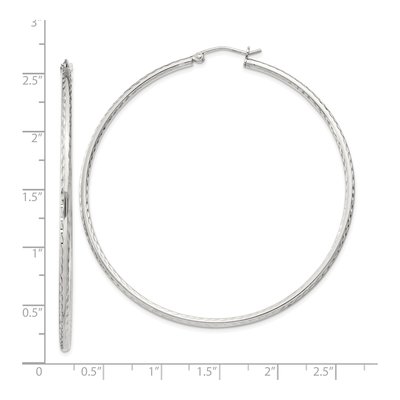 Sterling Silver 62mm Diamond-Cut Hoop Earrings – view 5