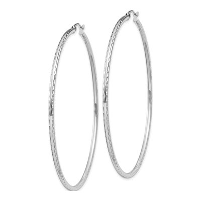 Sterling Silver 67mm Diamond-Cut Hoop Earrings – view 3