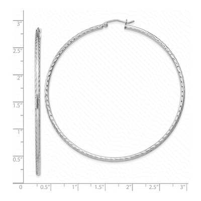 Sterling Silver 67mm Diamond-Cut Hoop Earrings – view 5