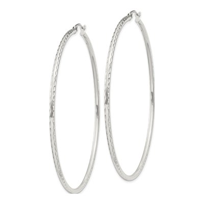 Sterling Silver 67mm Diamond-Cut Hoop Earrings – view 3