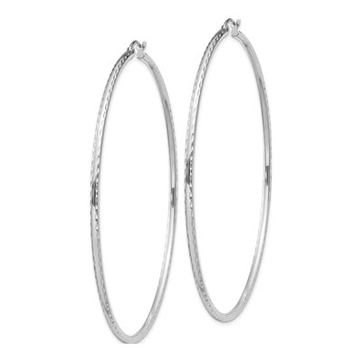 Sterling Silver 72mm Diamond-Cut Hoop Earrings – view 3