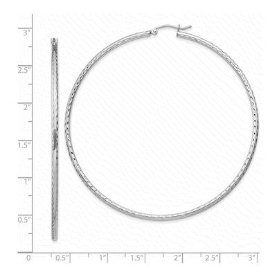 Sterling Silver 72mm Diamond-Cut Hoop Earrings – view 5