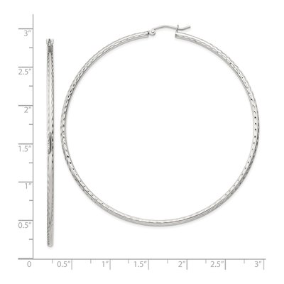 Sterling Silver 72mm Diamond-Cut Hoop Earrings – view 5