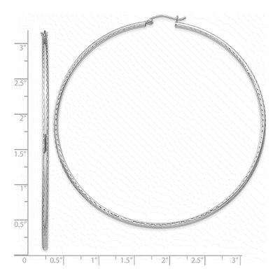 Sterling Silver 82mm Diamond-Cut Hoop Earrings – view 5
