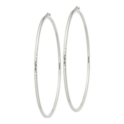 Sterling Silver 82mm Diamond-Cut Hoop Earrings – view 3