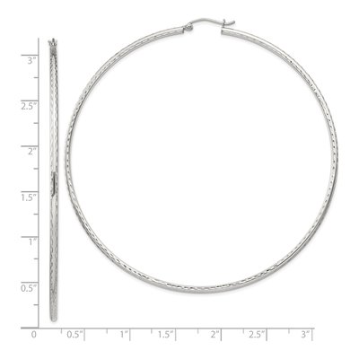 Sterling Silver 82mm Diamond-Cut Hoop Earrings – view 5