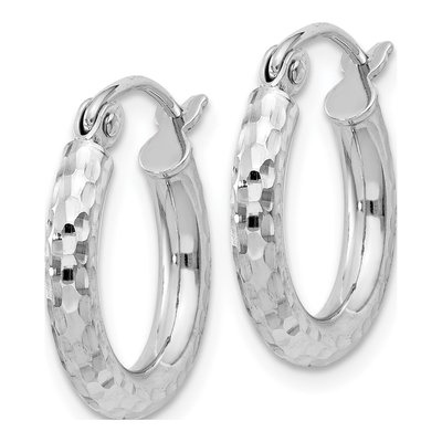 Sterling Silver 17mm Diamond-Cut Hoop Earrings – view 3