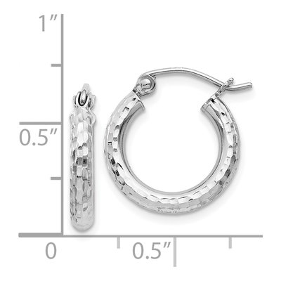 Sterling Silver 17mm Diamond-Cut Hoop Earrings – view 5