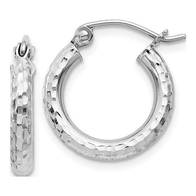 Sterling Silver 17mm Diamond-Cut Hoop Earrings