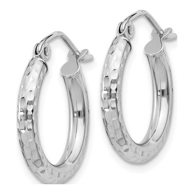 Sterling Silver 19mm Diamond-Cut Hoop Earrings – view 3