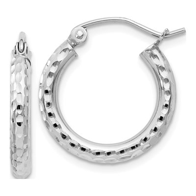 Sterling Silver 19mm Diamond-Cut Hoop Earrings