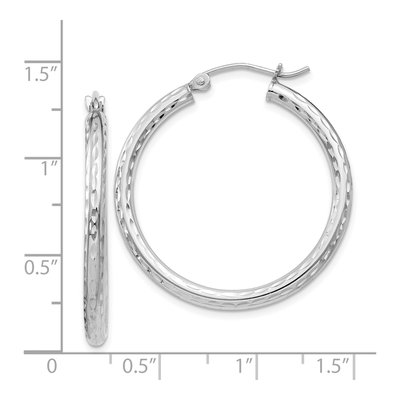Sterling Silver 31mm Diamond-Cut Hoop Earrings – view 5