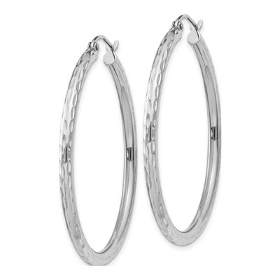 Sterling Silver 41mm Diamond-Cut Hoop Earrings – view 3