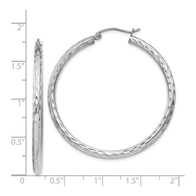 Sterling Silver 41mm Diamond-Cut Hoop Earrings – view 5