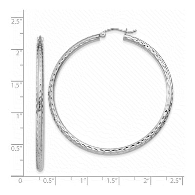 Sterling Silver 52mm Diamond-Cut Hoop Earrings – view 5