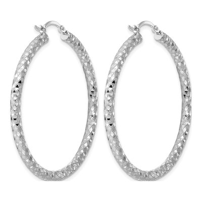Sterling Silver 47mm Diamond-Cut Hoop Earrings – view 5