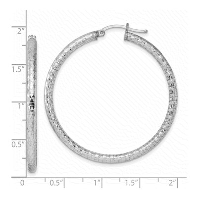 Sterling Silver 47mm Diamond-Cut Hoop Earrings – view 6