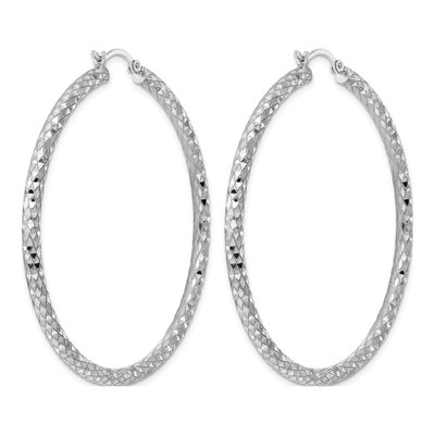 Sterling Silver 57mm Diamond-Cut Hoop Earrings – view 5