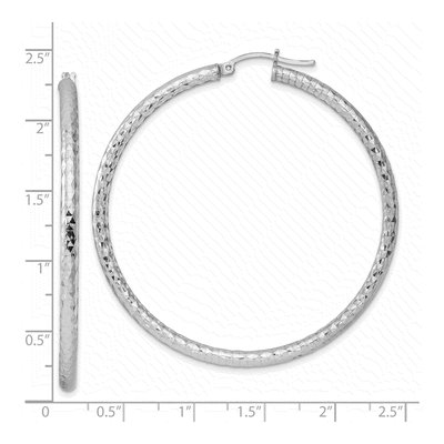 Sterling Silver 57mm Diamond-Cut Hoop Earrings – view 6