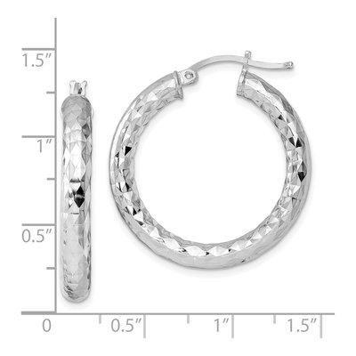Sterling Silver 30mm Diamond-Cut Hoop Earrings – view 5