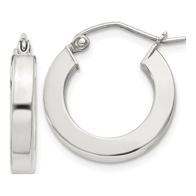 Sterling Silver 17mm Square Tube Hoop Earrings