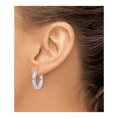 Sterling Silver 20mm Square Tube Hoop Earrings – view 4