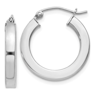 Sterling Silver 20mm Square Tube Hoop Earrings