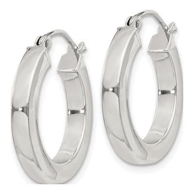 Sterling Silver 20mm Square Tube Hoop Earrings – view 3