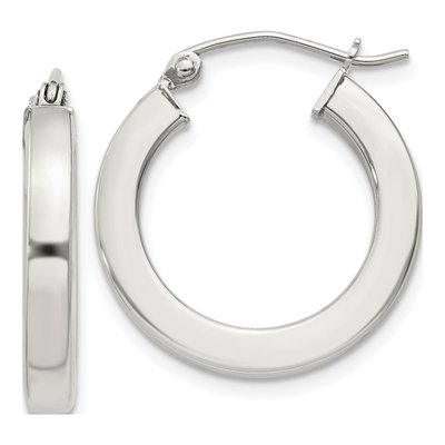 Sterling Silver 20mm Square Tube Hoop Earrings