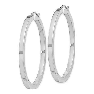 Sterling Silver 45mm Square Tube Hoop Earrings – view 3