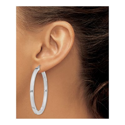 Sterling Silver 45mm Square Tube Hoop Earrings – view 4