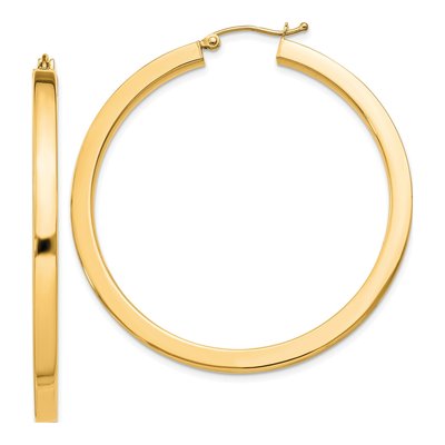 Gold-Plated Sterling Silver 45mm Gold-Flash Square Tube Hoop Earrings