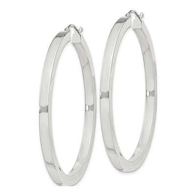 Sterling Silver 45mm Square Tube Hoop Earrings – view 3