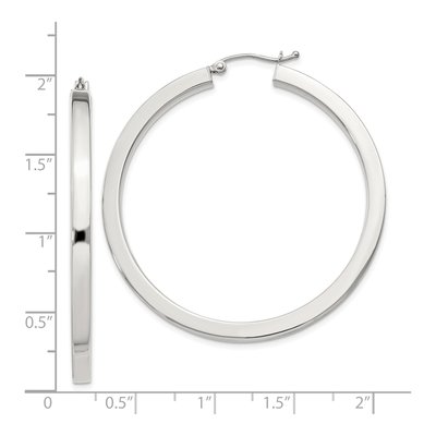 Sterling Silver 45mm Square Tube Hoop Earrings – view 5