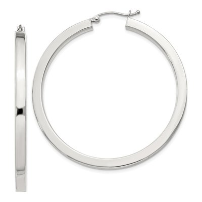 Sterling Silver 45mm Square Tube Hoop Earrings