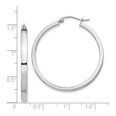 Sterling Silver 35mm Rectangular Tube Hoop Earrings – view 5