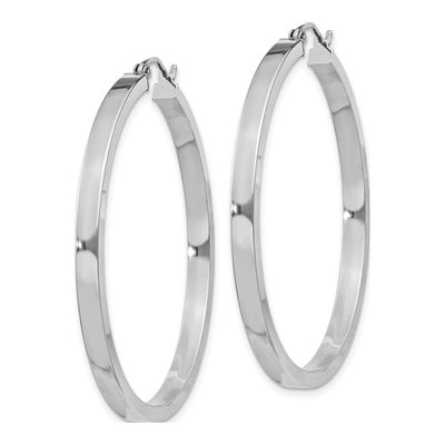 Sterling Silver 40mm Rectangular Tube Hoop Earrings – view 3
