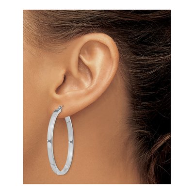 Sterling Silver 40mm Rectangular Tube Hoop Earrings – view 4