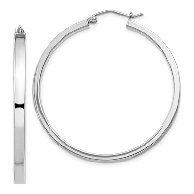 Sterling Silver 40mm Rectangular Tube Hoop Earrings